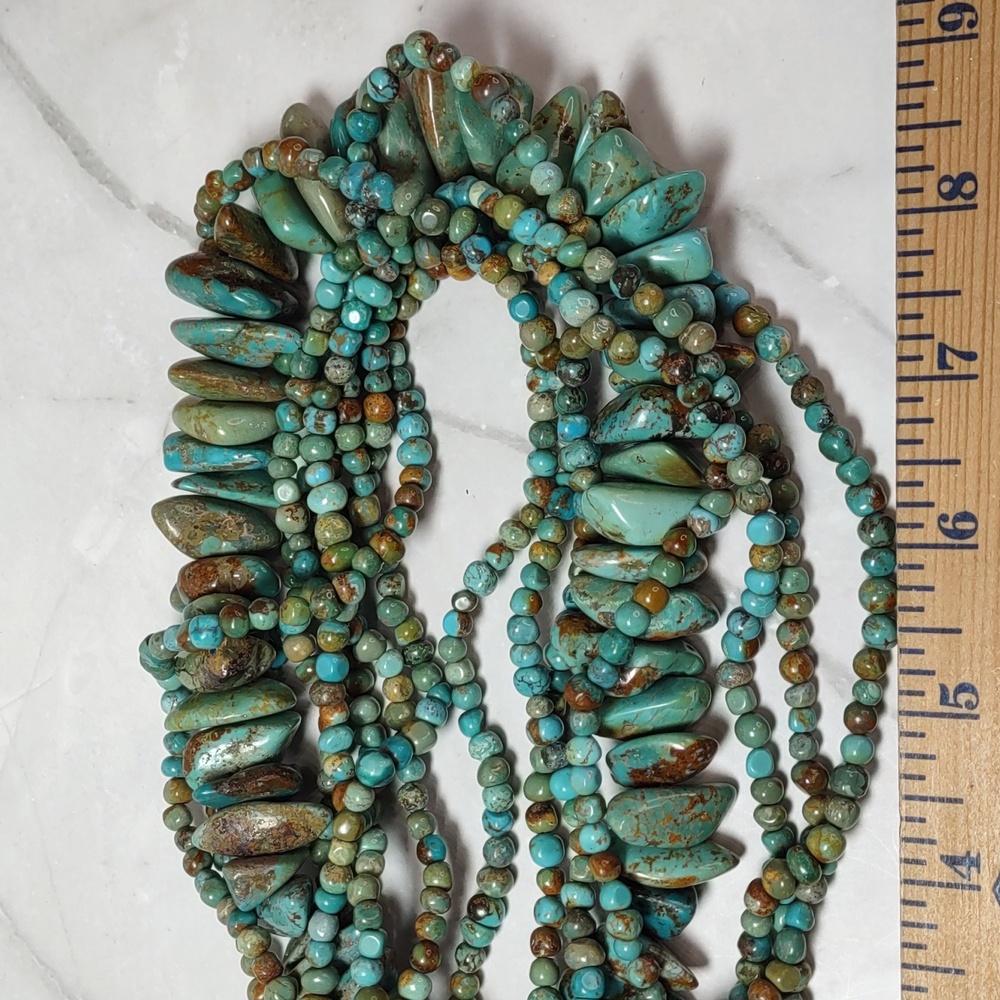 Stunning Southwestern Inspired Multi Strand Turquoise Necklace - Picture 3 of 10